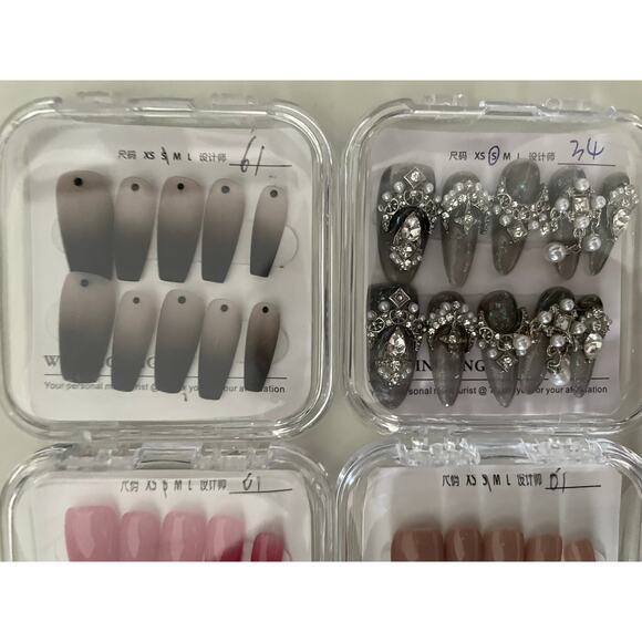 4x Gothic Goth Y2K Press On Nails Bundle w Glue Kiss - Picture 4 of 6